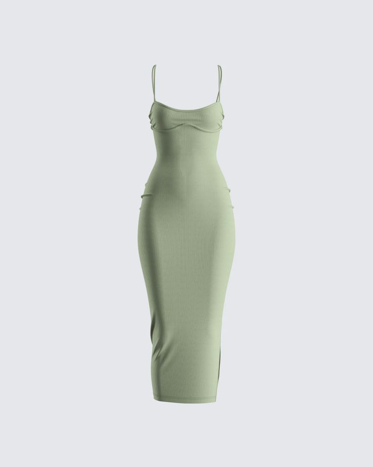 From dinner to the club - this sage rib mini dress is guaranteed to have all eyes on you 😌 Crafted from compression stretch rib fabric, this dress hugs your curves with a bodycon fit and adjustable straps for a simple yet alluring look 💚 Fitted Seamless Midi Dress With Spaghetti Straps, Green Stretch Bodycon Dress With Straight Neckline, Green Bodycon Dress With Straight Neckline, Fitted Ribbed Mini Dress With Spaghetti Straps, Ribbed Fitted Mini Dress With Spaghetti Straps, Ribbed Spaghetti Strap Mini Dress, Green Ribbed Bodycon Midi Dress, Stretch Ribbed Mini Dress With Spaghetti Straps, Ribbed Spaghetti Strap Bodycon Dress