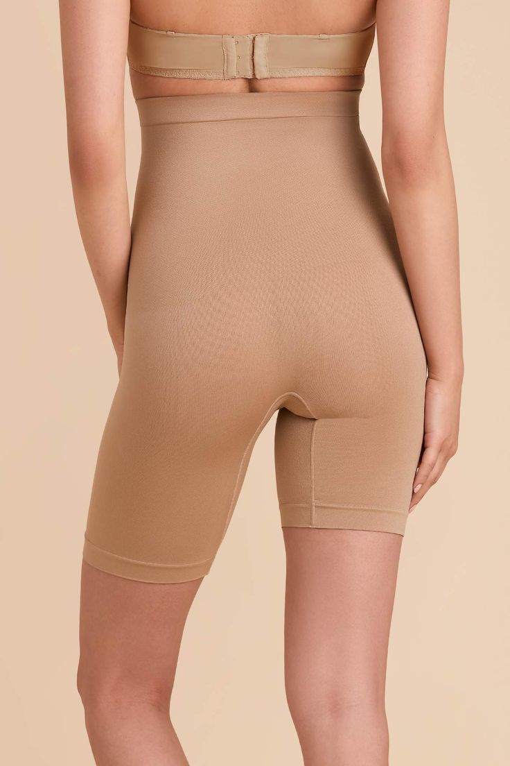 Our High Waist Thigh Shaper in Almond is a high-rise shapewear that smooths the thighs and midsection. Shop Birdy Grey now! These high-rise smoothing shorts offer coverage and support through the hips and thighs. | Almond Seamless Underwear Size 2X/3X | Birdy Grey High Waist Thigh Shaper Compression Shapewear With Seamless Construction, Supportive High Stretch Seamless Shapewear, Compressive Seamless Shapewear, Hip-length Stretch Smoothing Shapewear, Hip-length Smoothing Stretch Shapewear, Hip-length Smoothing Shapewear, Compressive Solid Shapewear With Built-in Bra, Compressive Supportive Short Shapewear, Beige Compression Shapewear With Medium Bust Support