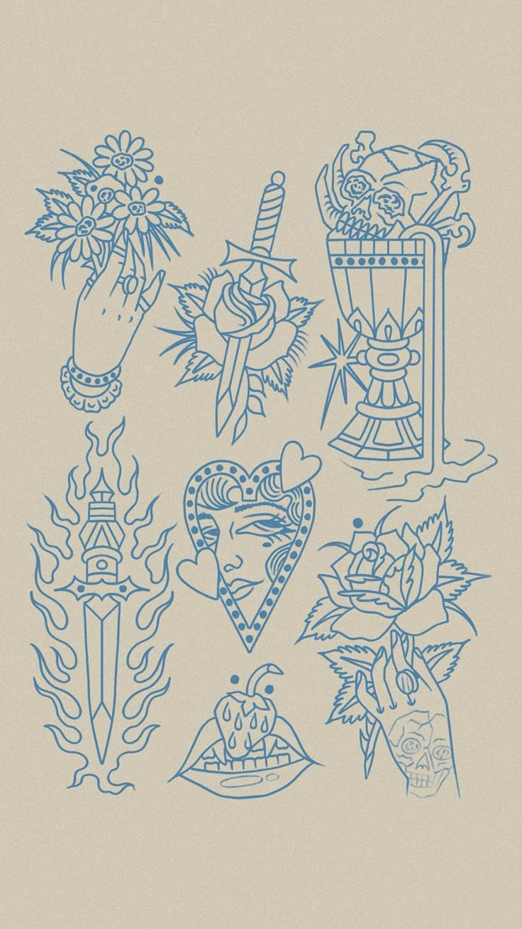 an image of tattoos drawn in blue ink