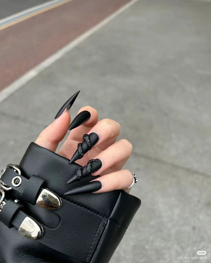 Nails, fall nails, long nails, beautiful nail art, aesthetic nail Black Fake Nails, Long Stiletto, Nails Set, Black Nail Designs, Snake Design, Eco Chic, Luxury Nails, False Nail, Us Nails