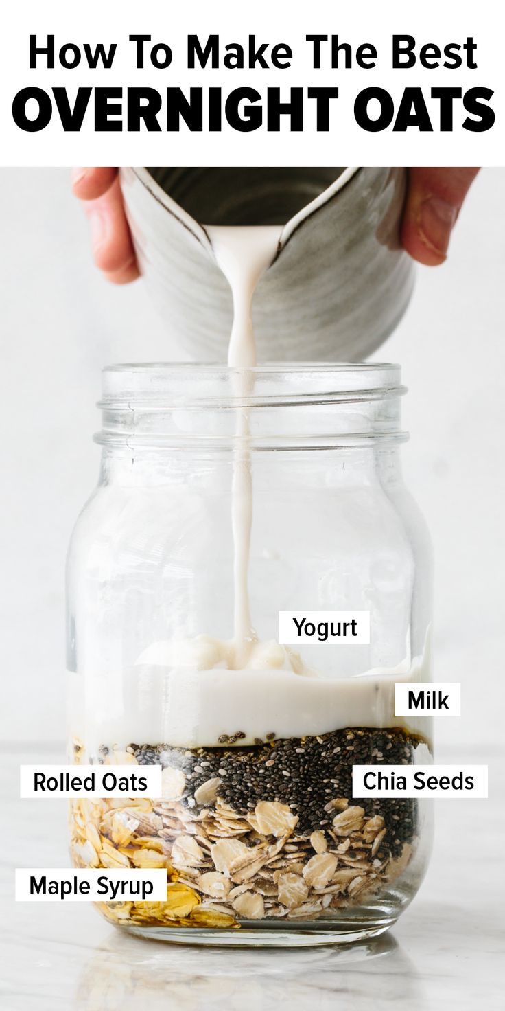 the ingredients for overnight oats in a mason jar with text overlay that reads how to make the best overnight oats