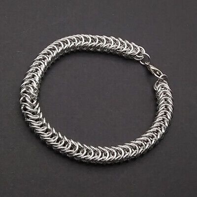 Stainless Steel Chain Link Jewelry With Jump Ring, Metal Bracelets With Jump Ring For Jewelry Making, Nickel-free Metal Braided Bracelets, Chainmail Metal Bracelet, Metal Chainmail Bracelet Jewelry, Metal Chainmail Bracelets As Gift, Metal Link Bracelets With Jump Ring, Silver Chainmail Chain Link Bracelets, Silver Chainmail Bracelet With Chain Link