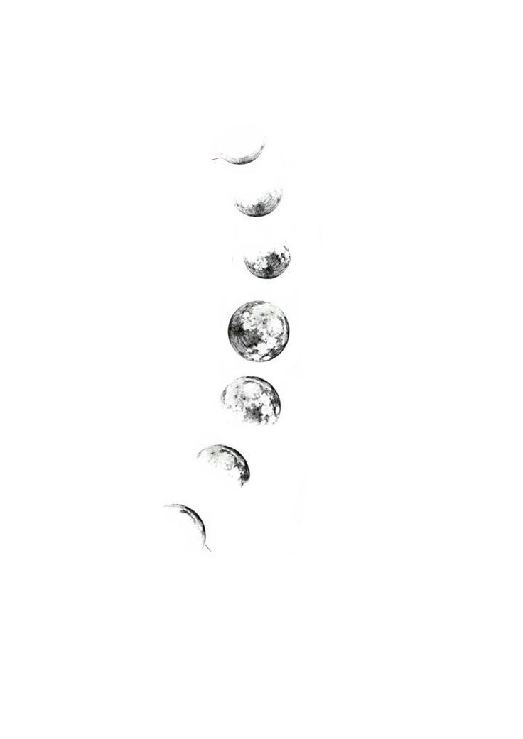 three phases of the moon in black and white