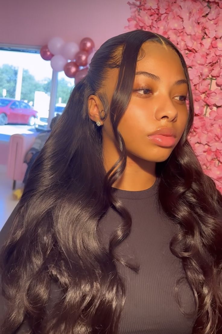 Birthday Hairstyles, Quick Weave Hairstyles, Braids Hairstyles Pictures, Frontal Hairstyles, Pretty Braided Hairstyles, Slick Hairstyles, Dope Hairstyles, Hair Ponytail Styles, Sleek Ponytail