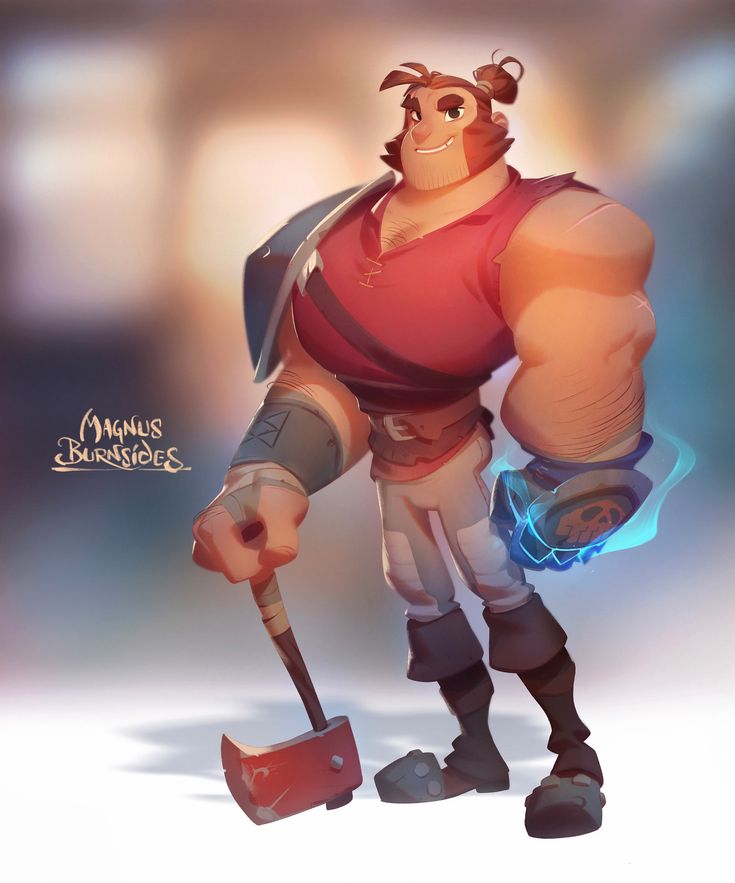 an animated character holding a shovel and wearing a red shirt