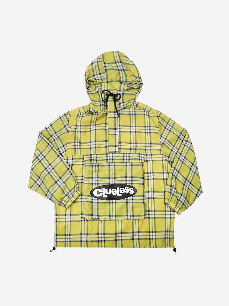 Clueless Logo Anorak – DUMBGOOD Luxury Windbreaker With Pockets For Streetwear, Luxury Fall Windbreaker For Streetwear, Luxury Urban Windbreaker With Multiple Pockets, Luxury Urban Windbreaker With Pockets, Luxury Athleisure Windbreaker For Streetwear, Luxury Urban Outerwear With Patches, Luxury Urban Windbreaker For Streetwear, Cheap Collegiate Streetwear Tops, Luxury Retro Outerwear With Patch Pockets