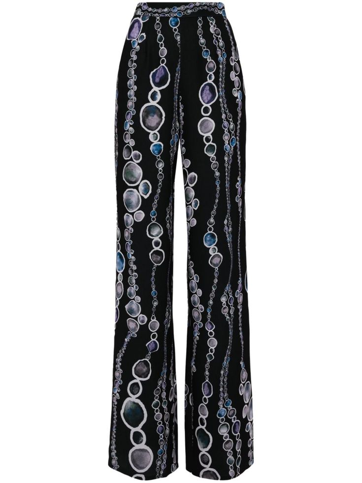 blue multicolour crepe texture abstract pattern print high-waisted straight leg Multicolor Abstract Print Wide Leg Bottoms, Multicolor Wide Leg Bottoms With Abstract Print, Modern Blue Wide-leg Pants, Elegant Printed Pants For Workwear, Elegant Multicolor Pants For Workwear, Elegant Multicolor Pants For Work, Elegant Printed Wide-leg Pants, Elegant Wide Leg Printed Pants, Bohemian Wedding Guest