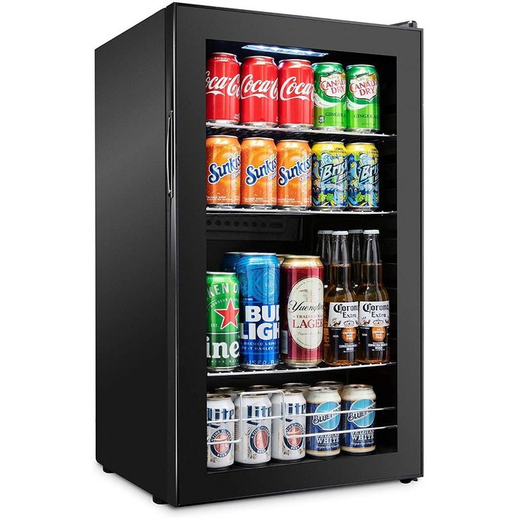 an image of a mini fridge with drinks in it