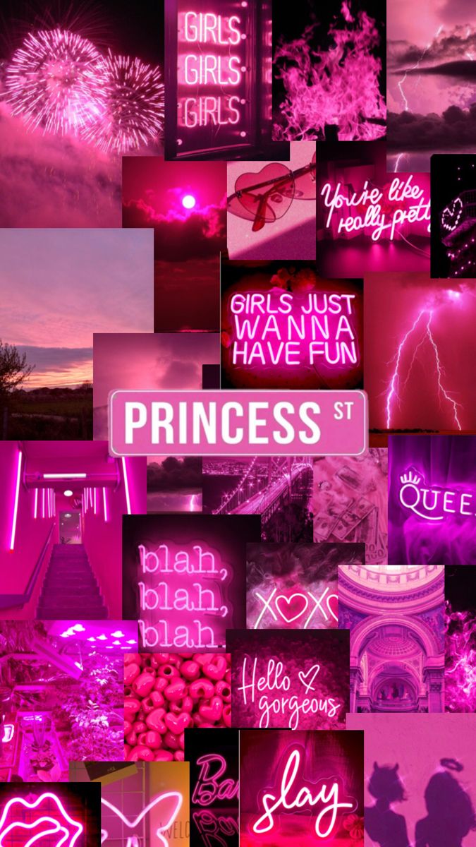 pink and purple images with the words princess on them