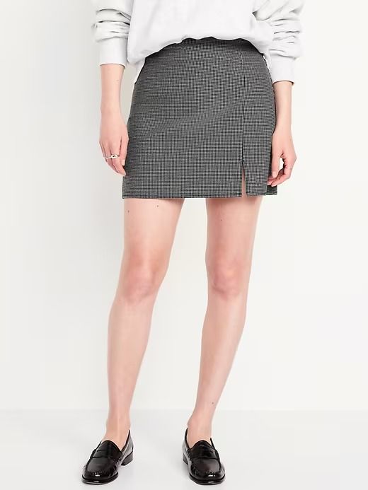 Mini Pencil Skirt | Old Navy Workwear Asymmetrical Skirt With Side Zipper, Asymmetrical Skirt With Side Zipper For Work, High Waist Skirt With Split Design For Work, Split Design Pencil Skirt For Work, Fall Workwear Skirt With Zip Fly, Short Length Bottoms With Zipper Closure For Workwear, Fitted Skort With Zipper Closure, Spring Workwear Skirt With Side Zipper, Workwear Mini Skirt With Side Zipper