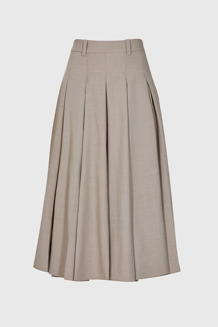 Step out in style with our Classic Midi Skirt. Featuring a pleated high-waisted design, and a side zipper closure, this midi length skirt is sure to become your go-to piece for elegant occasions. The perfect blend of comfort and sophistication.Fabric: Cotton, Polyester Luxury Relaxed Fit Skirt With Buttons, Classic High Waist Skirt At Affordable Price, Tan Skirts Midi, Luxury Neutral Skirt For Spring, Luxury Cotton Knee-length Skirt, Luxury Buttoned Midi Skirt, Chic Skirted Bottoms At Affordable Price, Luxury Classic Lined Skirt Bottoms, Womens Pretty Cream Midi Skirt