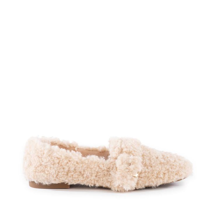 Fluffy all-over faux shearling adds an extra cozy touch to these playful loafers from BC Footwear... Fun Flats, Blush Natural, Flat Wedges, Best Flats, Bad Romance, Rounded Square, Heels & Wedges, Shop Sandals, Crossover