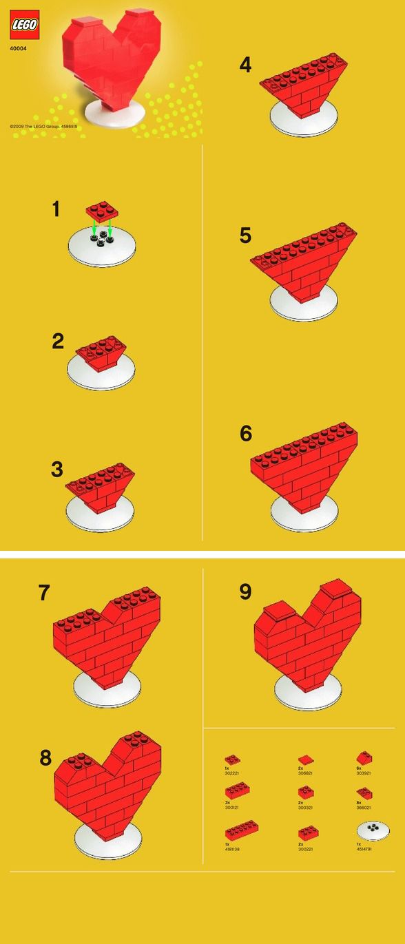 the instructions for how to make a lego heart