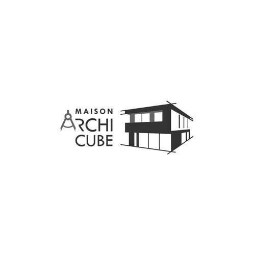 the logo for maison archi cube is shown in black and white on a white background