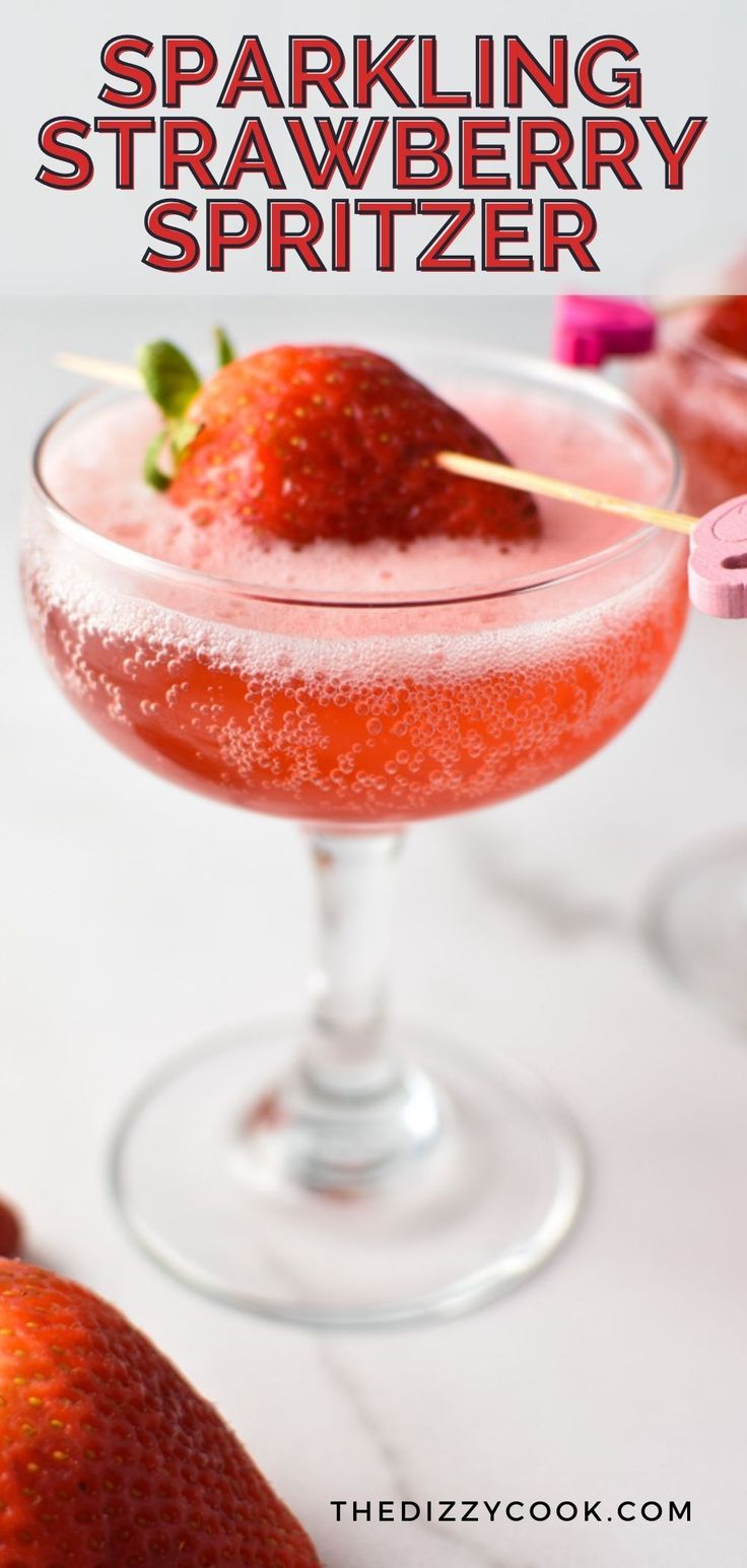 A coupe glass with a fizzy strawberry mocktail drink and a half strawberry with a toothpick on top Mocktails Sparkling Water, Sparkling Cider Mocktail Non Alcoholic, Strawberry Mocktail, Sparkling Water Drinks, Christmas Mocktails, Rose Drink, Ginger Jam, Strawberry Simple Syrup, Sparkling Juice