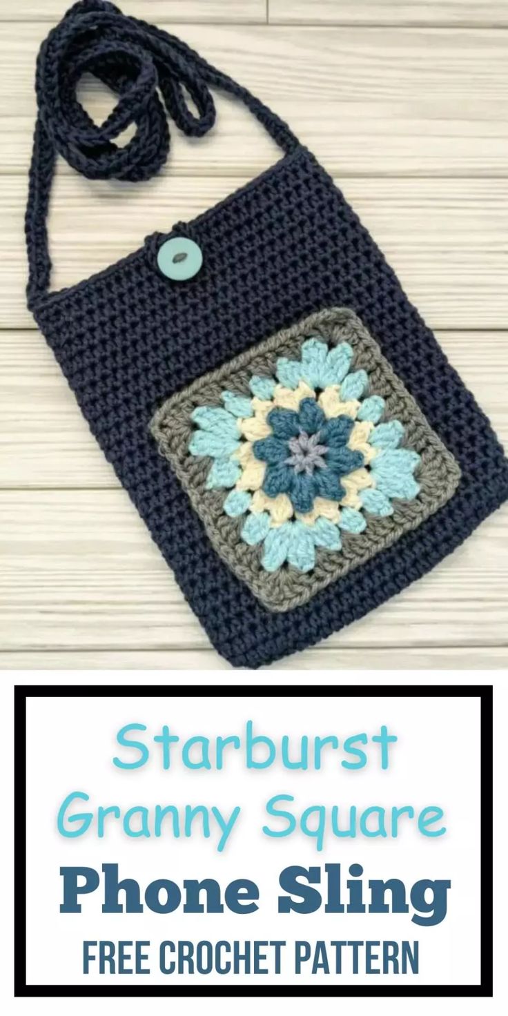 the starburst granny square phone sling free crochet pattern is on sale