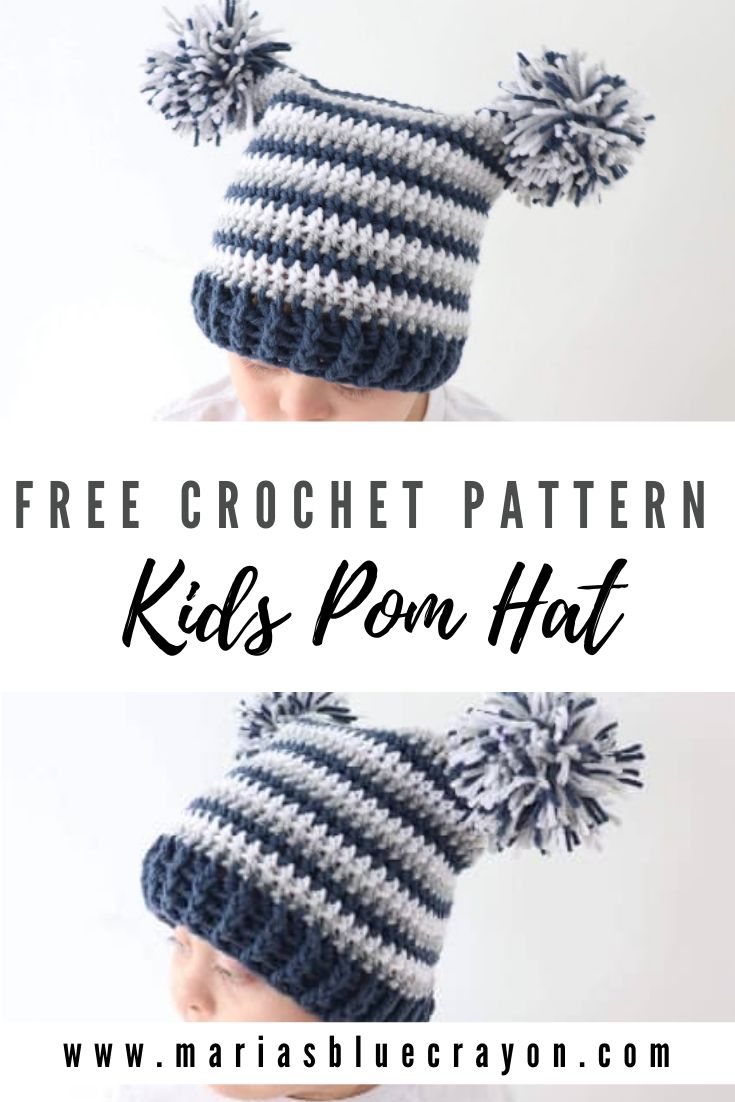 the free crochet pattern for kids'pom hat