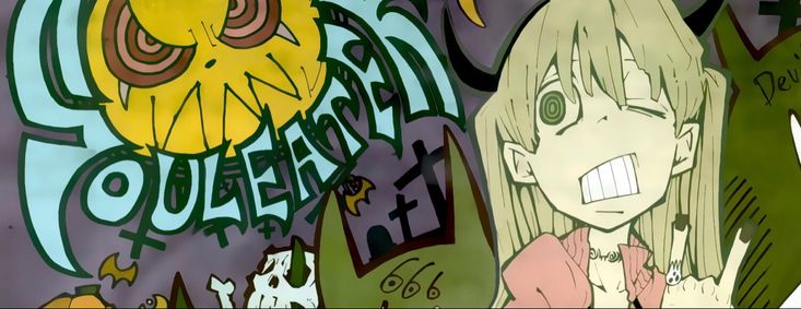 an anime character with long blonde hair standing in front of graffiti