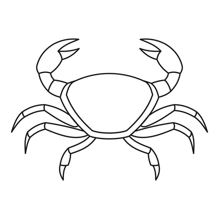 a black and white drawing of a crab with two claws on it's back