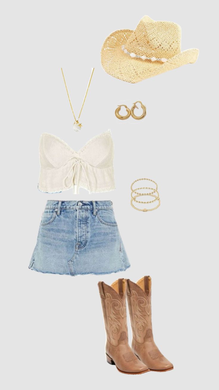 country concert outfit inspo Outfit For Luke Combs Concert, Megan Moroney Outfits Ideas, Country Concert Outfit Ideas Black Boots, Concert Outfit Inspo Country, Jean Dress Outfit Country Concert, Morgan Wallen Concert Outfit Women, Lee Brice Concert Outfit, We Fest Outfits, Country Concert Outfit Aesthetic