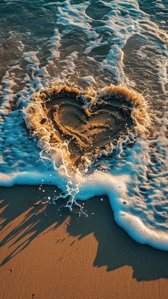 a heart shaped object in the sand at the beach