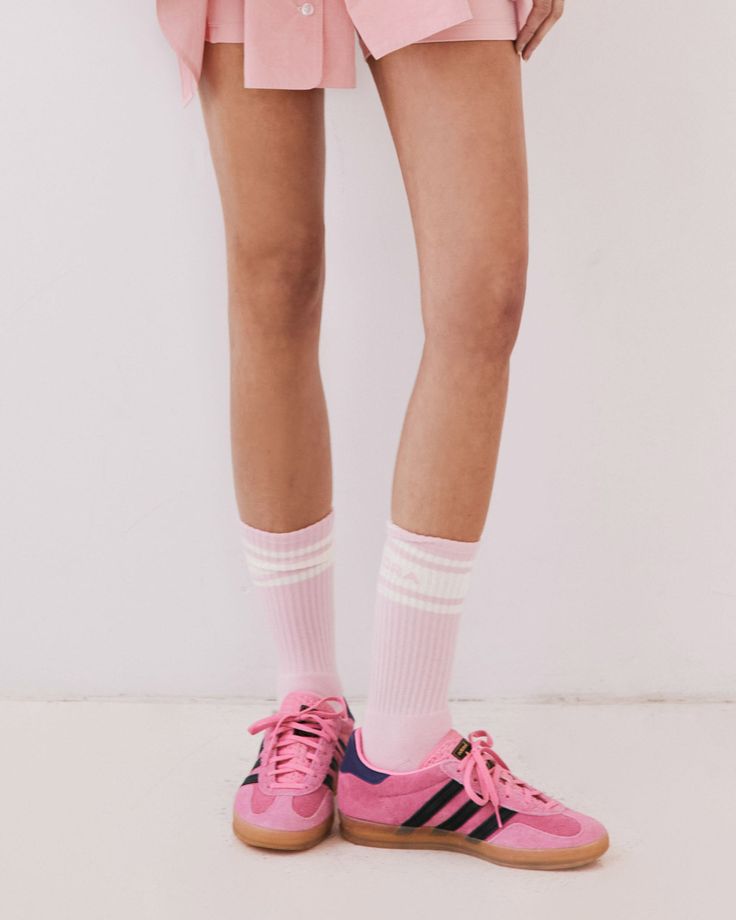 DETAILS: Color : Light pink & Cream combo Retro striped socks Nylora logo on back side 77% Cotton, 17% Polyester, 6% PU SIZE & FIT: One Size (W 3" x L 8" x H 9 1/2") Sporty Pink Socks For Sports, Sporty Pink Sports Socks, Pink Casual Sports Socks, Pink Sports Socks, Comfortable Pink Cotton Socks, Sporty Pink Cotton Socks, White Knee High Socks, Color Light Pink, Striped Socks