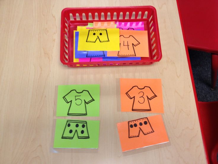 a wooden table topped with post it notes and clothes on top of each piece of paper