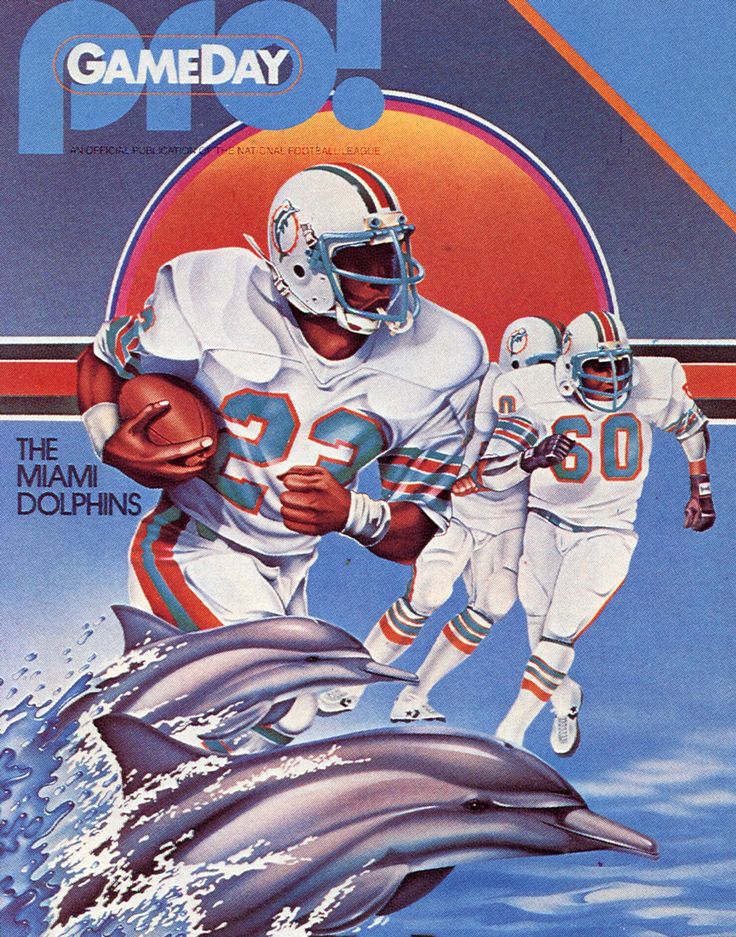 an advertisement for the miami dolphins featuring a football player running with a dolphin in front of him