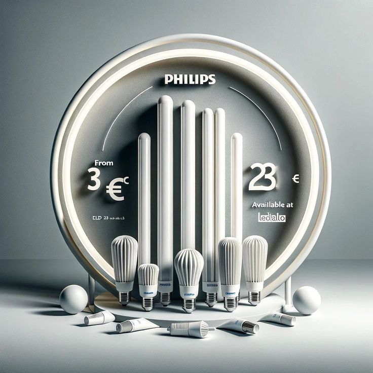 an advertisement for the philips brand with different bulb shapes and sizes in front of it