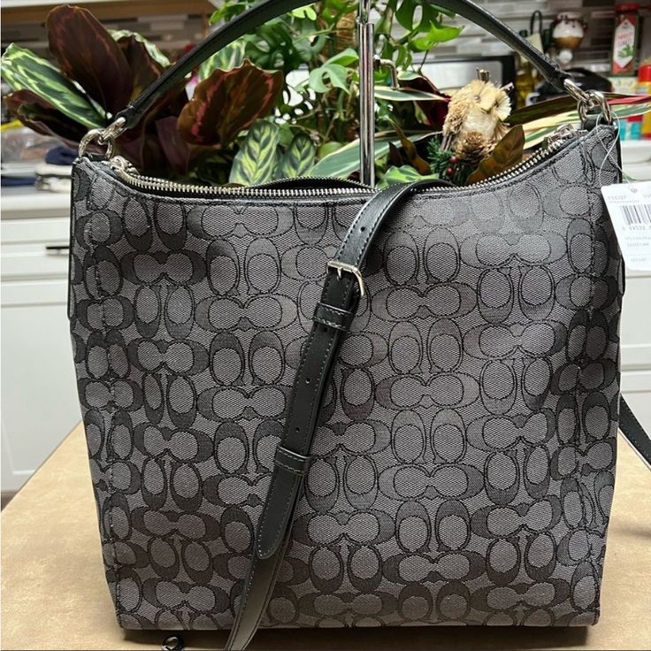 Brand New Never Worn Coach Bag. Given As A Gift And Opting For A Leather Bag Instead So Looking To Sell To Someone Will Enjoy This New Awesome Bag At A Big Discount Gray Crossbody Bag With Leather Handles, Gray Hobo Bag With Removable Pouch For Everyday, Gray Bags With Gunmetal Hardware For Daily Use, Gray Hobo Shoulder Bag For Shopping, Everyday Gray Hobo Bag With Removable Pouch, Gray Leather Handle Crossbody Shoulder Bag, Gray Leather Handles Crossbody Shoulder Bag, Gray Hobo Shoulder Bag With Removable Pouch, Gray Hobo Bag With Removable Pouch