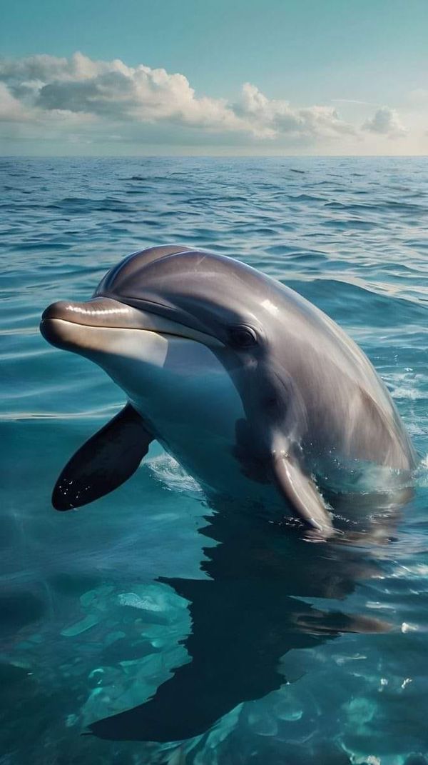 a dolphin is swimming in the water