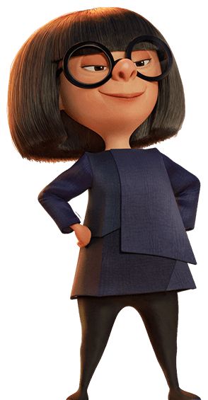 the animated character is dressed in black and has large glasses on her head, while she's standing with her hands on her hips