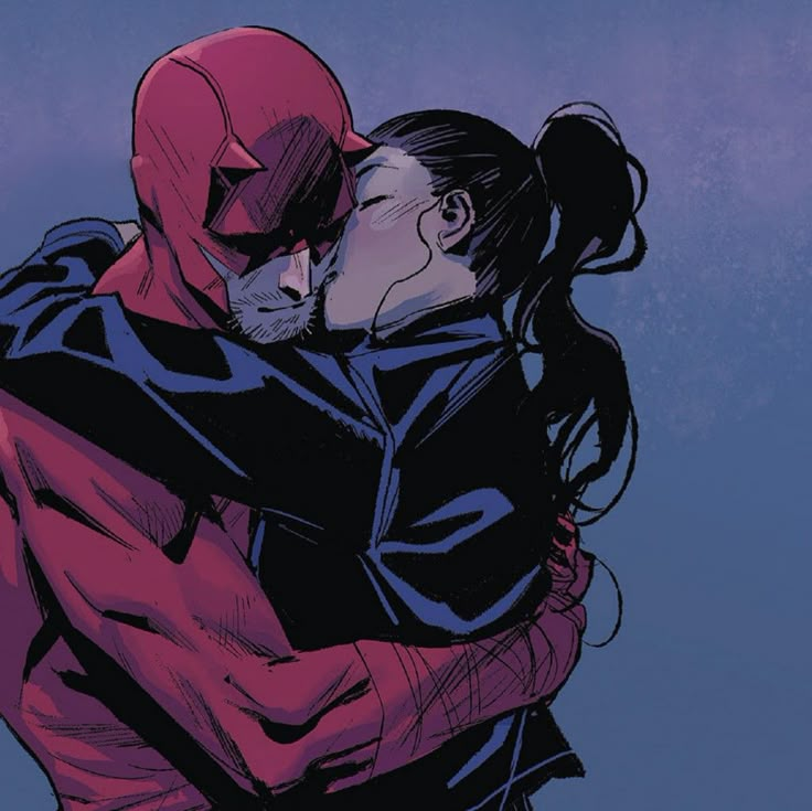 a man and woman hugging each other in the comics