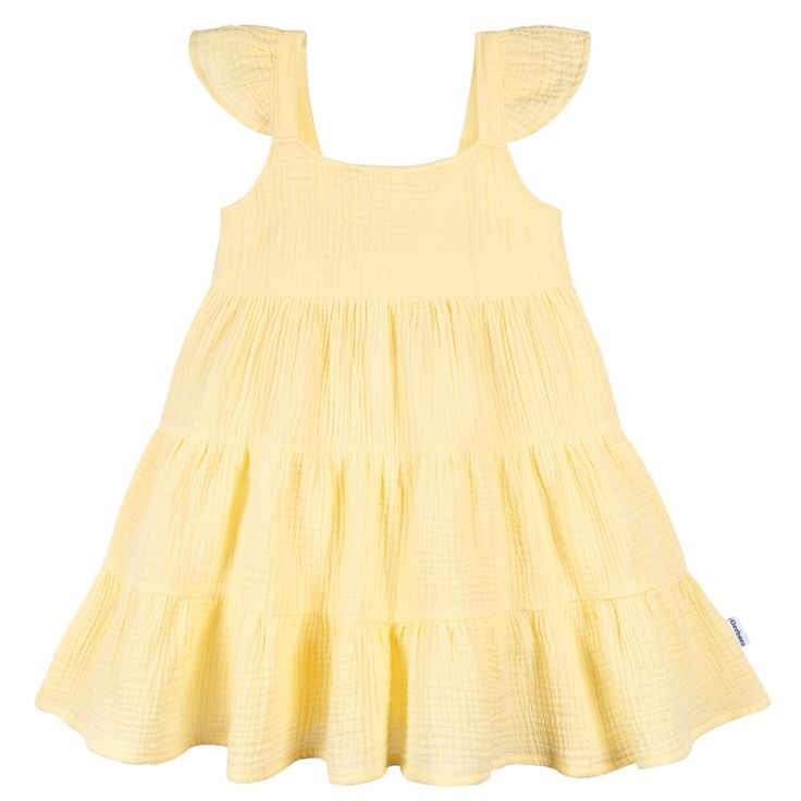 Sunny days call for a wardrobe refresh! Our 100% cotton gauze dress is the perfect choice. Gentle on sensitive skin with a breathable fit that’s perfect for spring and summer days, she’ll love to wear this toddler dress wherever the day takes you. The easy pull-on style makes for easy dressing, and it’s conveniently machine washable for stress-free cleaning. Celebrate the arrival of warmer weather with our cute toddler girl dress. Our essentials have been independently certified with STANDARD 10 Toddler Summer Clothes, Girls Yellow Dress, Cotton Gauze Dress, Toddler Girl Dress, Baby Size Chart, Comfy Dress, Cotton Sleepwear, Future Mom, Ruffles Fashion