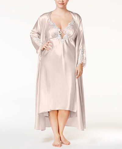 Flora by Flora Nikrooz Plus Size Satin Stella Gown and Robe Separates Plus Size Robes, Flora Nikrooz, Daytime Dresses, Satin Color, Loungewear Women, Plus Size Activewear, Amazon Women, Cocktail Dress Party, Dresses With Leggings