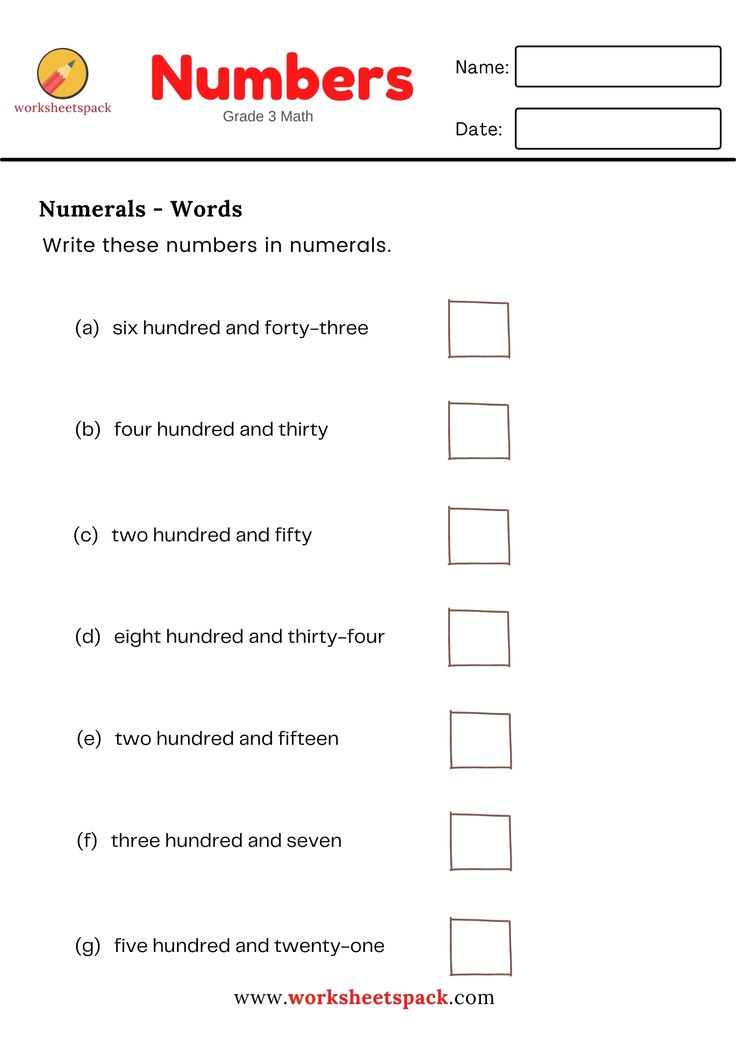 Free numbers to words worksheets for grade 3 (MATH PRINTABLE). Numerals And Number Words Worksheet, Number In Words Worksheet Grade 3, Write In Words Worksheet Maths, Numerals Worksheets, Patterns Worksheet, Grade 3 Math, Number Words Worksheets, Articles Worksheet, Worksheet Math