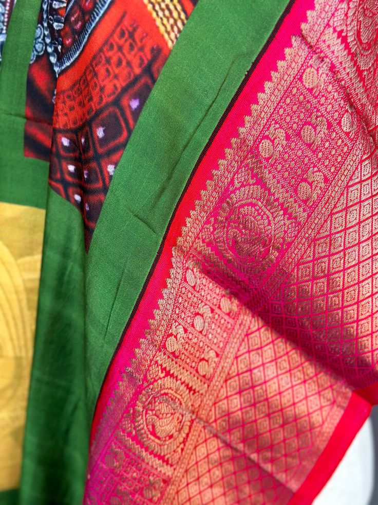 Amazing colors kanchi kathakali saree blouse saree 38-42 Bollywood Style Festive Pre-draped Saree With Kalamkari Print, Multicolor Paithani Silk Pre-draped Saree For Navratri, Traditional Multicolor Pre-draped Chanderi Saree, Semi-stitched Traditional Wear With Printed Border, Anarkali Pre-draped Saree With Printed Border For Festivals, Navratri Puja Pre-draped Saree With Printed Border, Traditional Multicolor Pre-draped Saree, Anarkali Style Pre-draped Multicolor Semi-stitched Saree, Multicolor Pre-draped Saree For Diwali