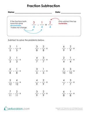 fraction addition worksheet with two numbers