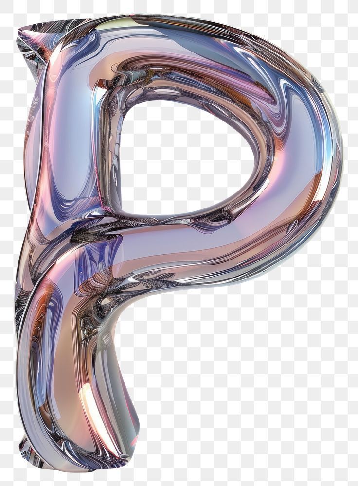 the letter p is made out of shiny material, and it appears to be transparent