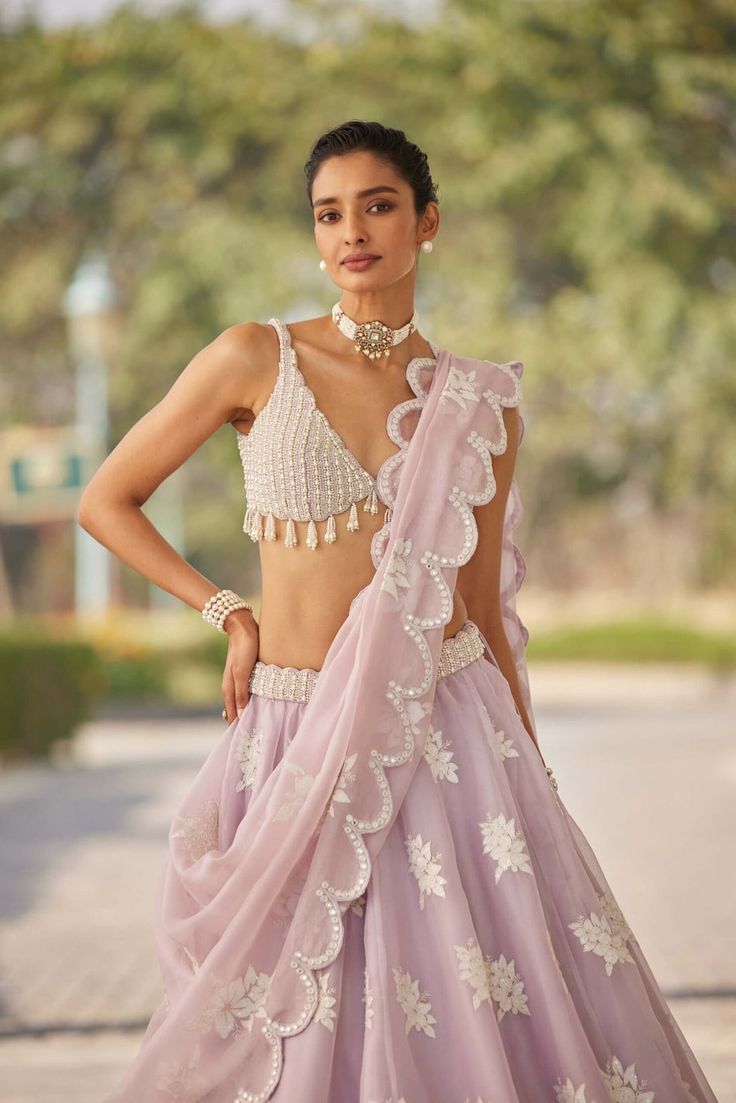 Beautiful powder lavendar net lehenga with pearl work blouse We can customize the blouse style if you prefer.  Size: Please choose a standard size from the drop-down or your can choose custom measurements. The dress will be made to order in the size you choose or for custom measurements, I'll send you a measurement sheet once you order. Elegant Lavender Lehenga With Sheer Dupatta, Lavender Organza Wedding Set, Lavender Sharara With Sheer Dupatta For Wedding, Festive Lavender Lehenga With Sheer Dupatta, Lavender Lehenga With Dupatta For Reception, Reception Lavender Lehenga With Dupatta, Lavender Wedding Sharara With Sheer Dupatta, Wedding Lavender Sharara With Sheer Dupatta, Lavender Wedding Set With Sheer Dupatta