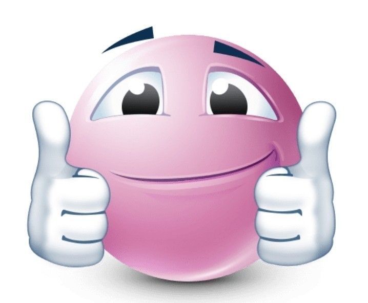 a pink ball with two thumbs up