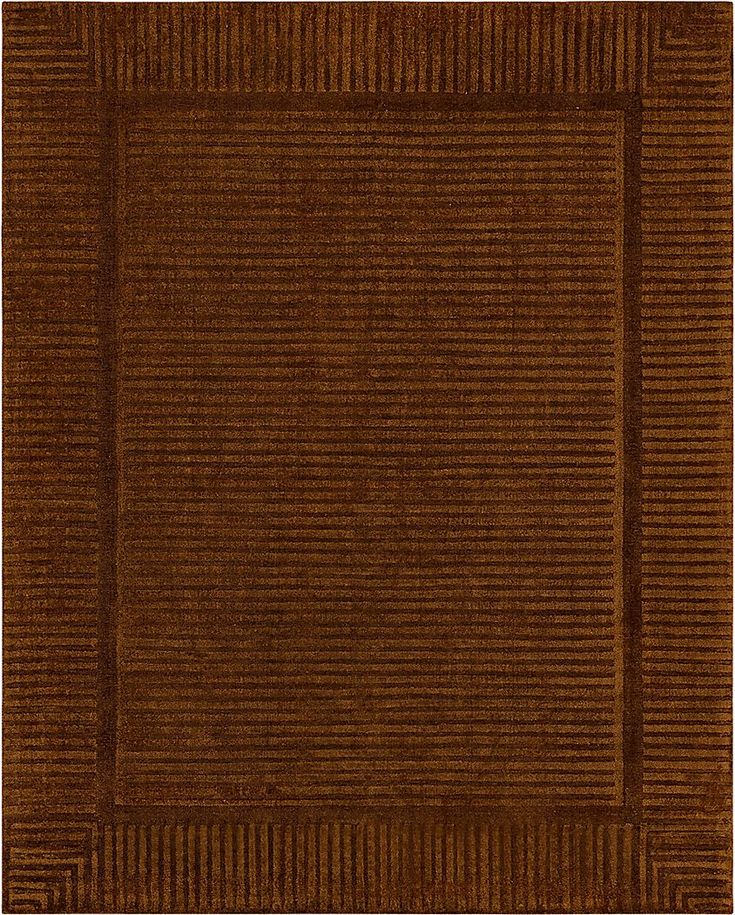 a brown area rug with lines on it