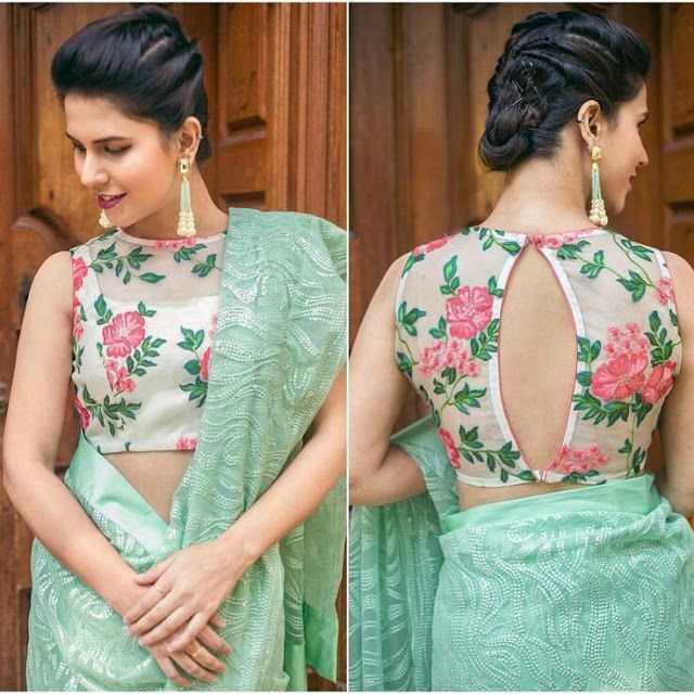 20+ Latest Floral Printed Saree Blouse Designs to try this year || Styling Tips for Floral printed blouse | Bling Sparkle ब्लाउज बैक नेक डिजाइन, Net Saree Blouse Designs, Net Saree Blouse, Saree Jacket Designs, Sleeveless Blouse Designs, Indian Blouse Designs, Netted Blouse Designs, Blouse Lehenga, Boat Neck Blouse Design