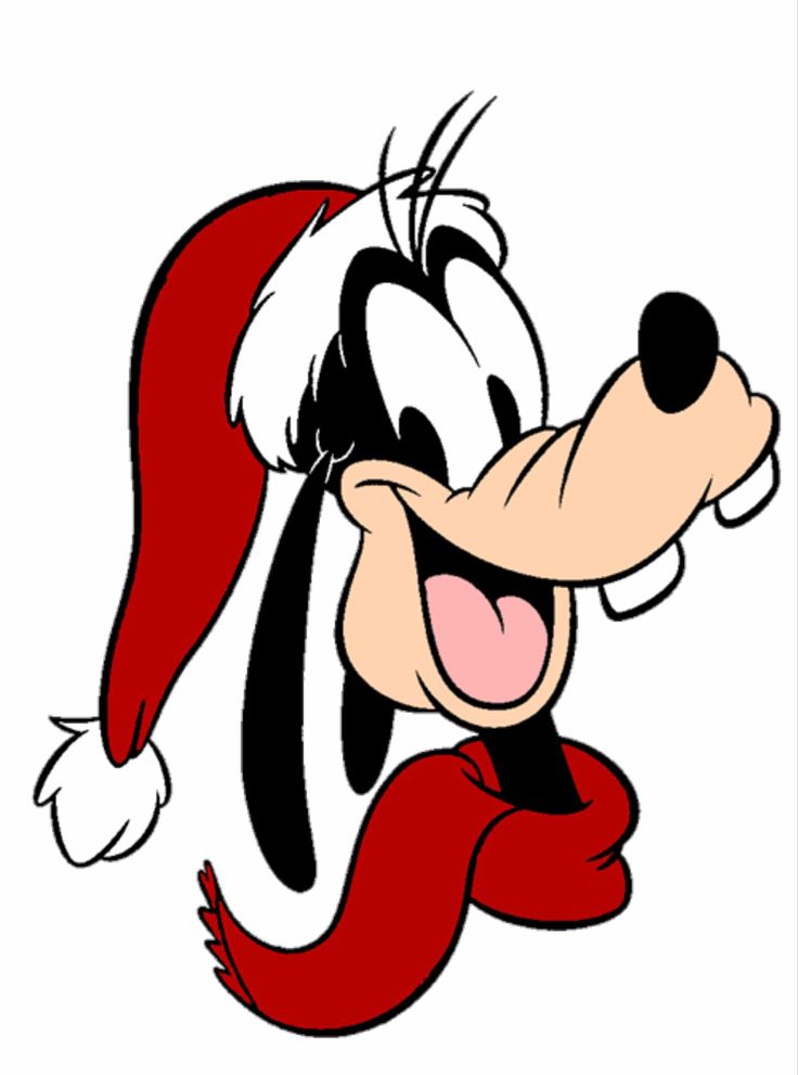 an image of goofy face wearing a santa hat