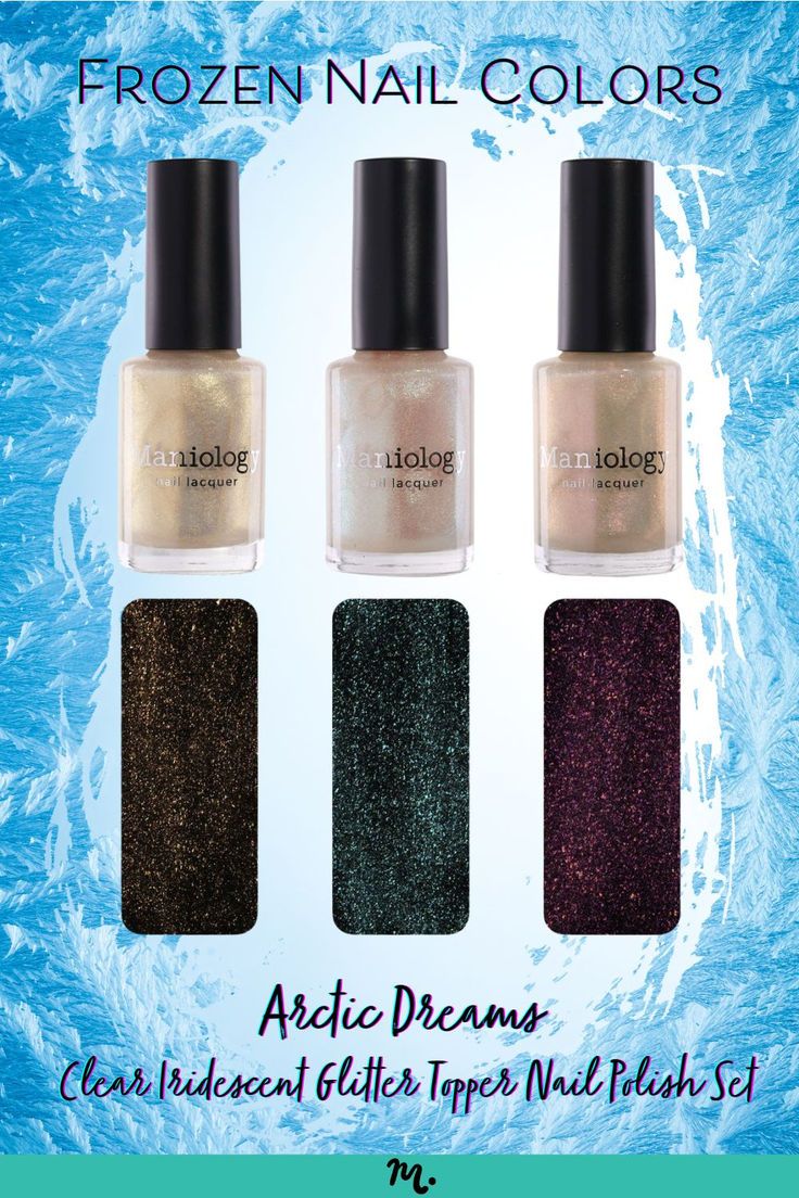 Transform your nails into a sparkling winter scene with the Arctic Dreams Glitter Topper Set. This set comes with 3 iridescent toppers, featuring Winter’s Light, Icy Waters, and Blushing Snow. Think shimmering snowflakes, frozen lakes, and magical Arctic skies—all bottled up for your next manicure. Pair these beauties with your favorite colors for a magical winter vibe. Frozen Nails, Magical Winter, Frozen Lake, The Northern Lights, Nail Polish Sets, Winter Scene, Trendy Colors, Winter Scenes, Nail Lacquer