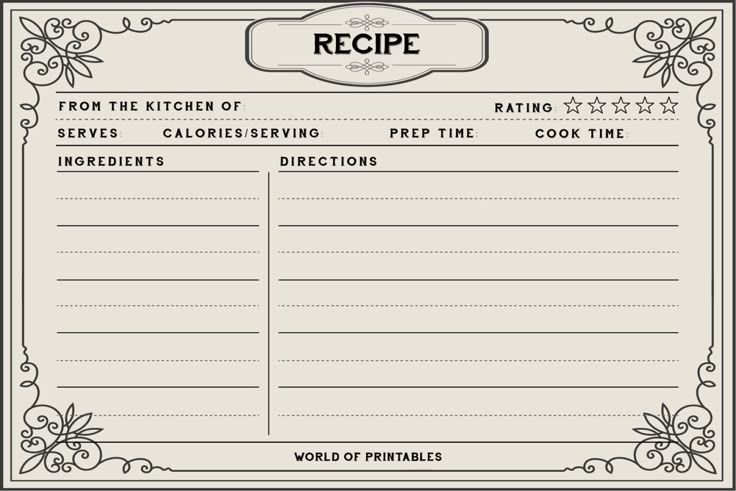 a recipe card with the word recipe written in black and white on top of it