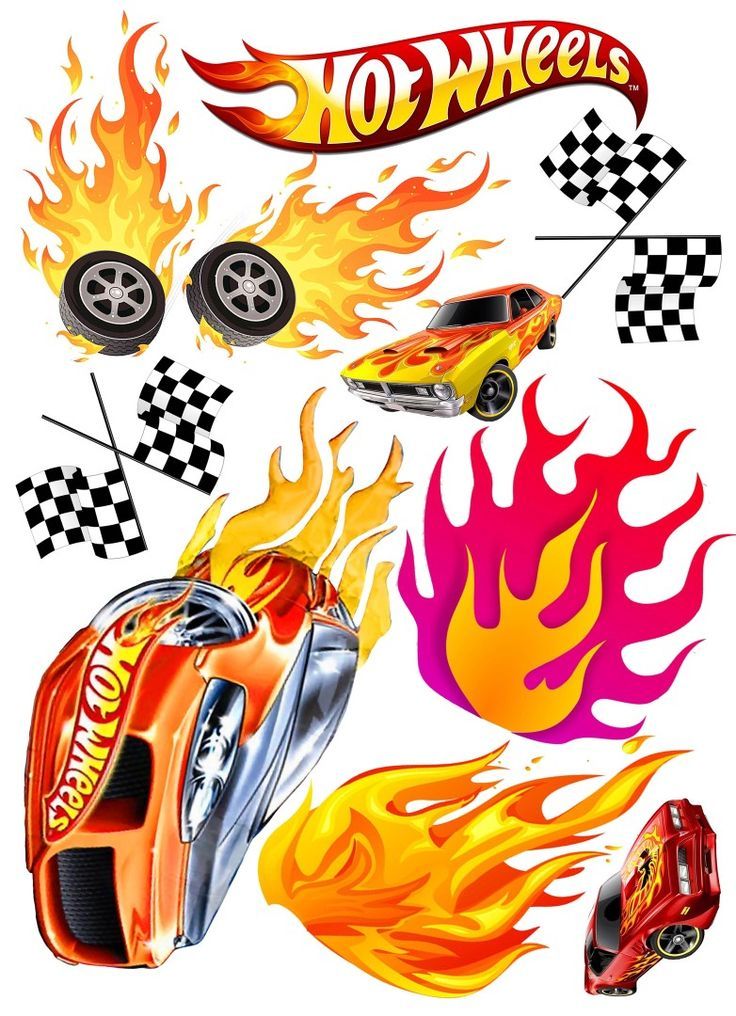 hot wheels wall decals with flames and cars