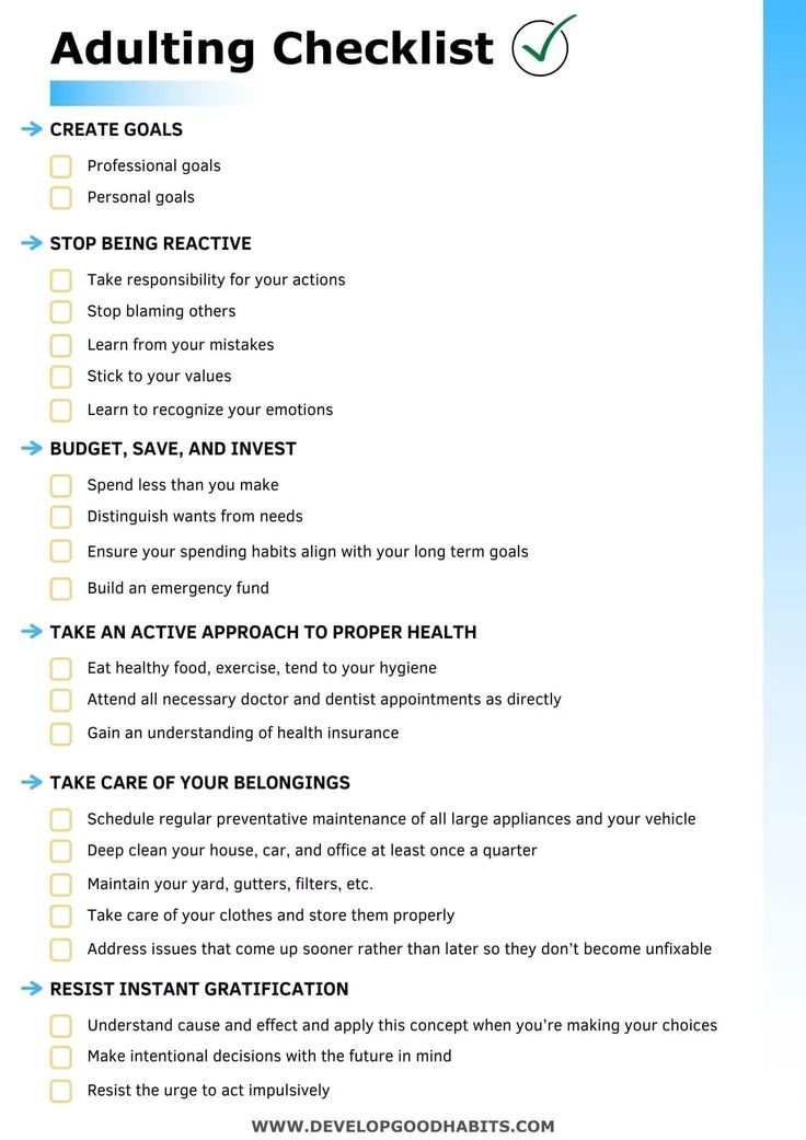 This simple adulting checklist highlights some of the most important personal development skills you need to improve to begin to be an "adult". The checklist can be downloaded as a free pdf. check it out, and learn more about why these six simple ideas are so important to becoming a responsible adult, The Checklist To Live The Life, How To Be An Organized Person, Personal Needs List, Adulting 101 Free Printable, 1% Improvement, Personal Development Journal, To Be List Ideas, Adulting Tips 20s, How To Be A Grown Up