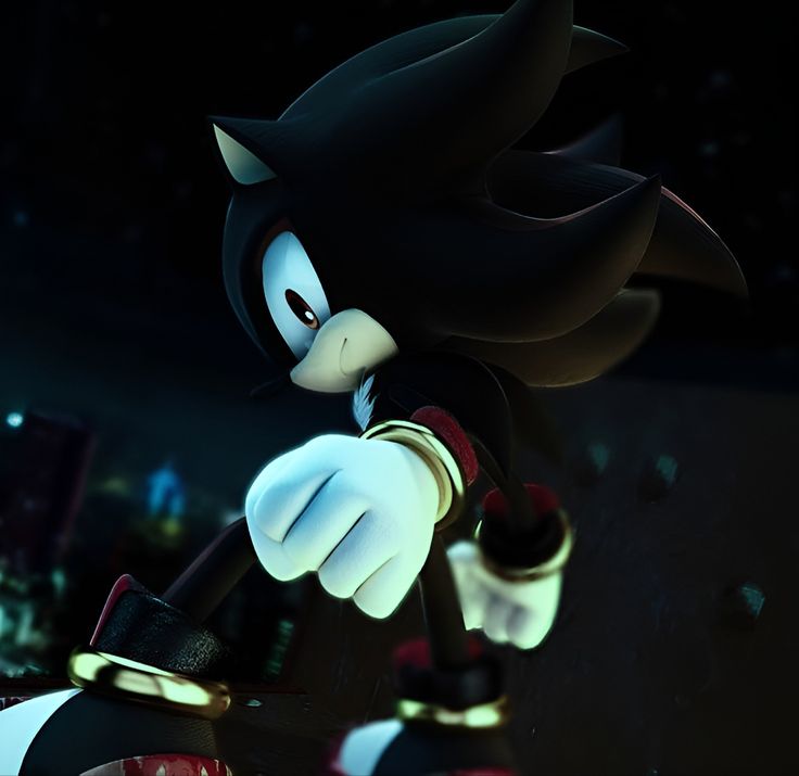 sonic the hedgehog is standing in front of a cityscape with lights on