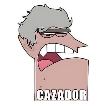 an image of a cartoon character with glasses and the words cazador on it